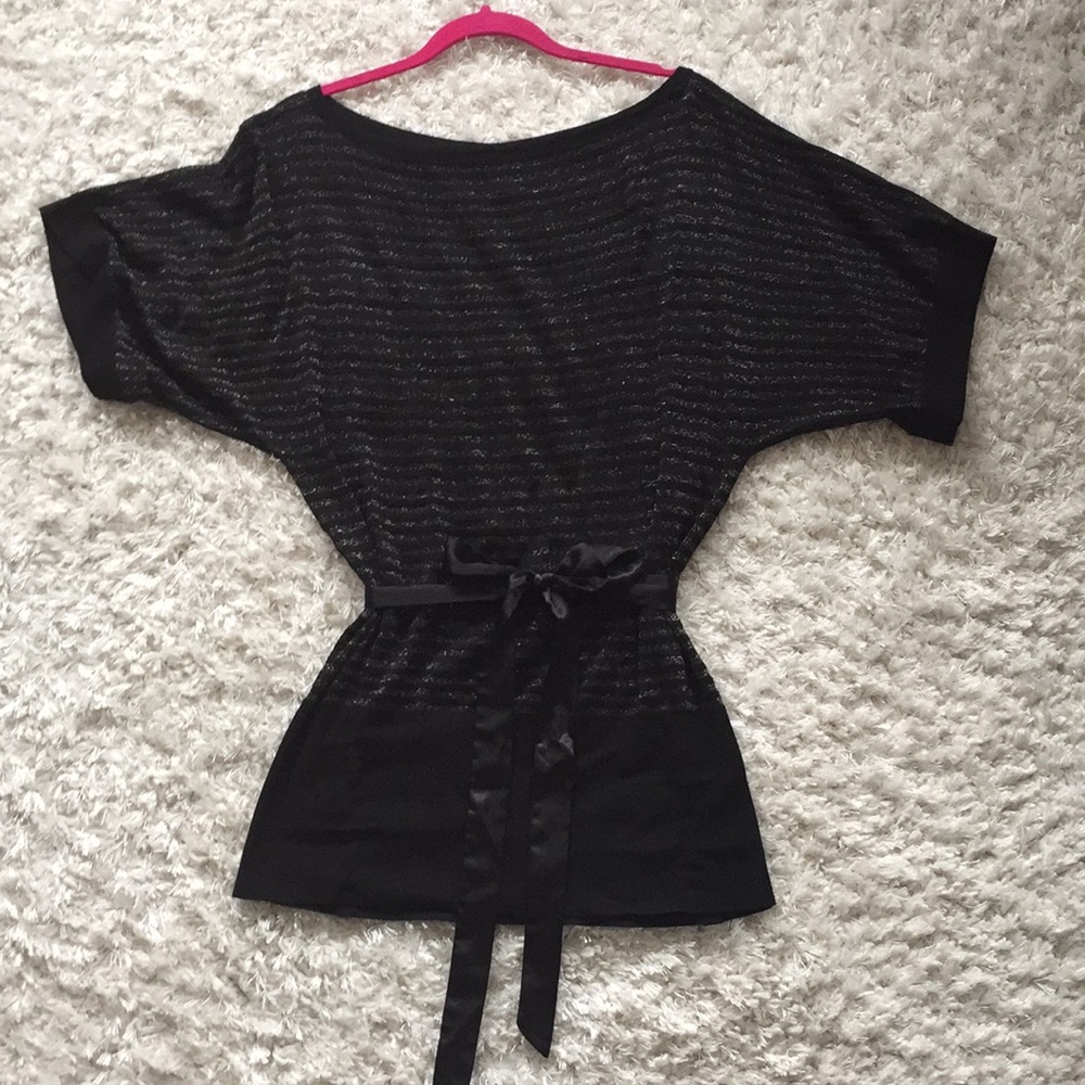 Dolman Sleeve Striped Sparkle Sweater